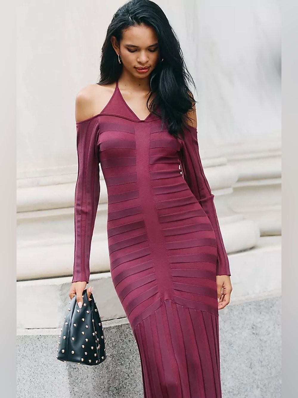 nwt anthropologie purple sweater maxi dress sz xs